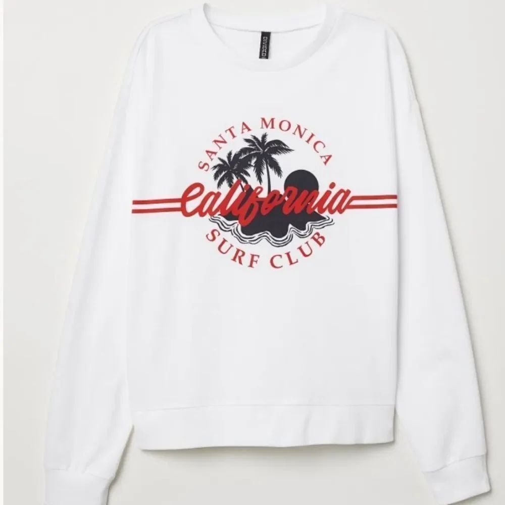 💜H&M Divided White Santa Monica Lightweight Crop Sweatshirt Medium